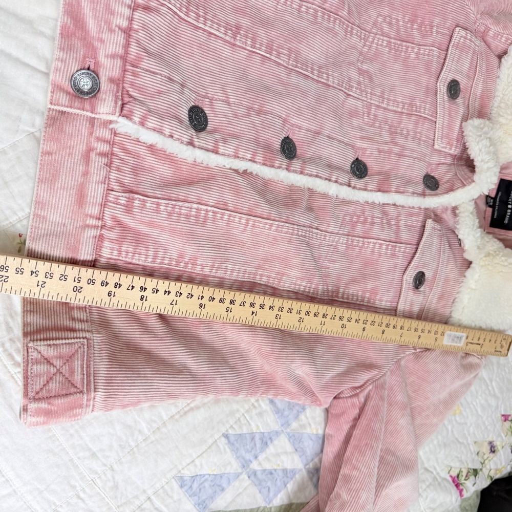 Lucky Brand Pink Corduroy Sherpa Collar Trucker Jacket Womens Medium M - Picture 11 of 11